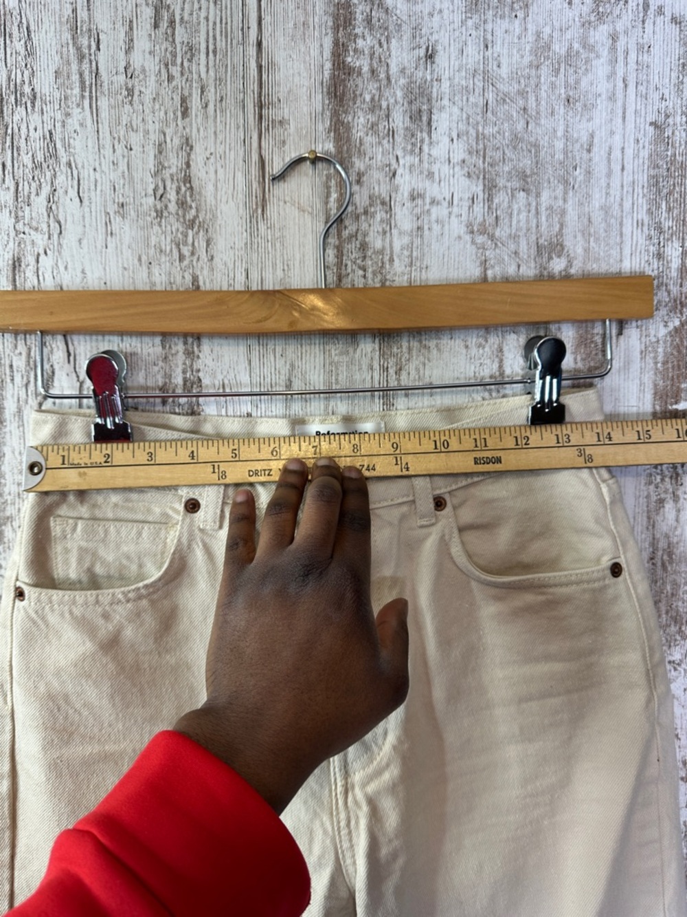 Reformation High-Rise Straight Jeans in Beige Off White - Picture 11 of 14